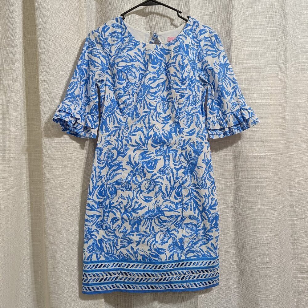 Lily Pullitzer Fiesta Stretch Dress 0 Resort Summer White Blue Party Vacation